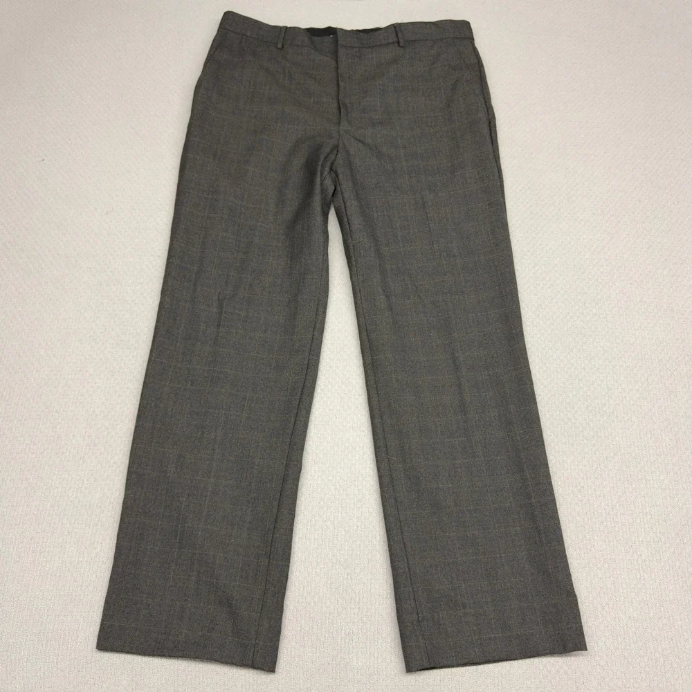 Banana Republic Pants Mens 38x32 Gray Check Wool Modern Fit Trousers Formal